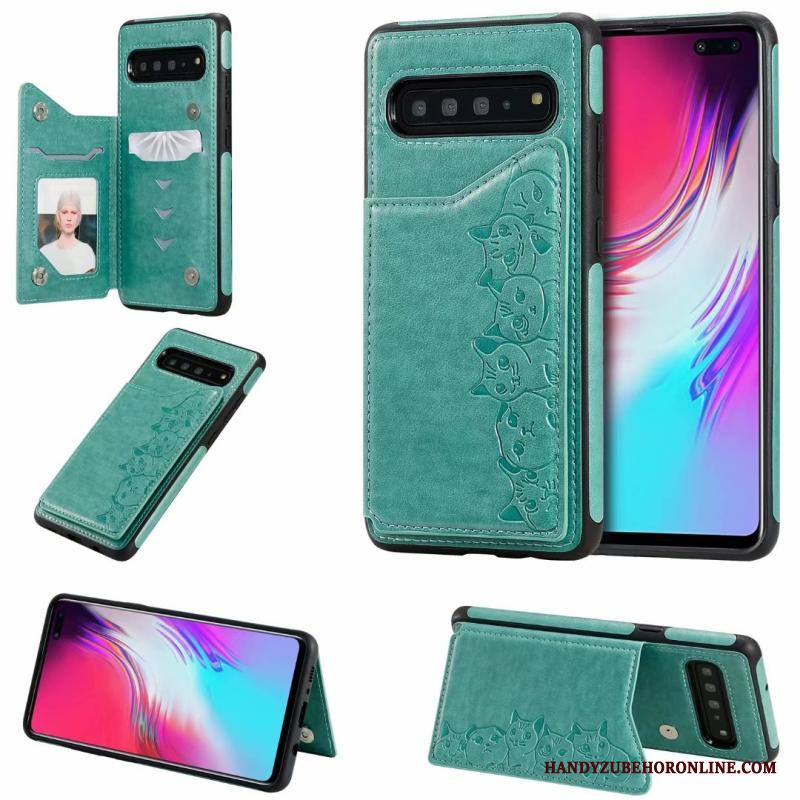 Samsung Galaxy S10 5g Stjärna Mönster Fallskydd Tecknat Skal Telefon Katt Purpur