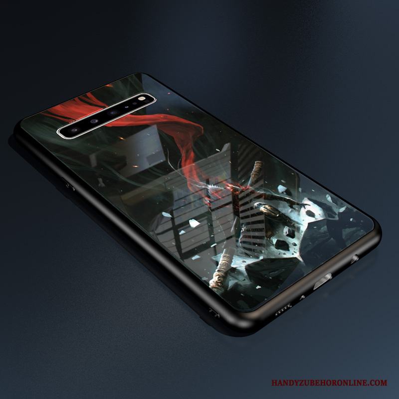 Samsung Galaxy S10 5g Svart Silikon Stjärna Skal Skärmskydd Film Fodral Glas