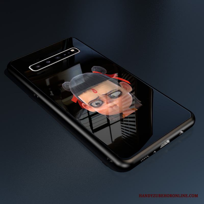 Samsung Galaxy S10 5g Svart Silikon Stjärna Skal Skärmskydd Film Fodral Glas
