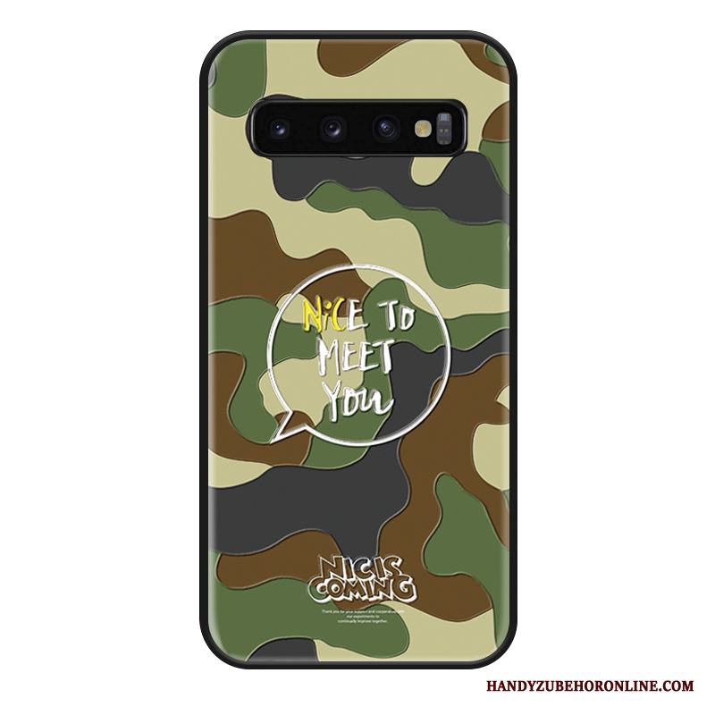 Samsung Galaxy S10 Blå Silikon Kamouflage Fallskydd Par Skal Telefon Fodral