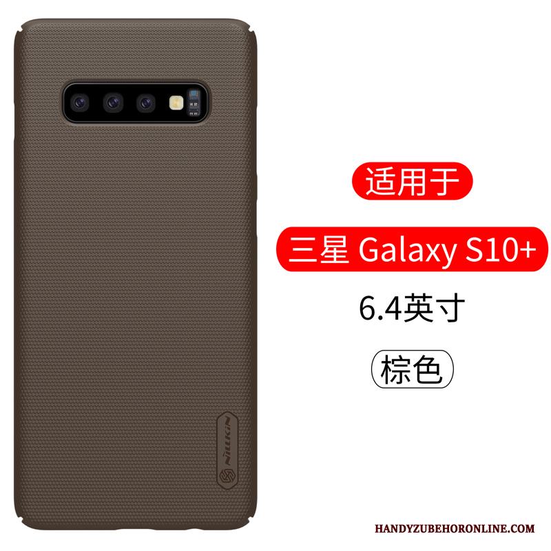 Samsung Galaxy S10+ Fallskydd Skal Rosa Guld Stjärna Nubuck Fodral