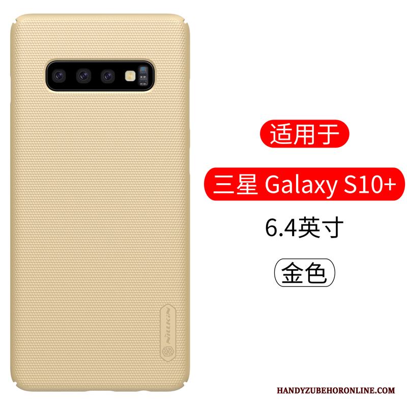 Samsung Galaxy S10+ Fallskydd Skal Rosa Guld Stjärna Nubuck Fodral