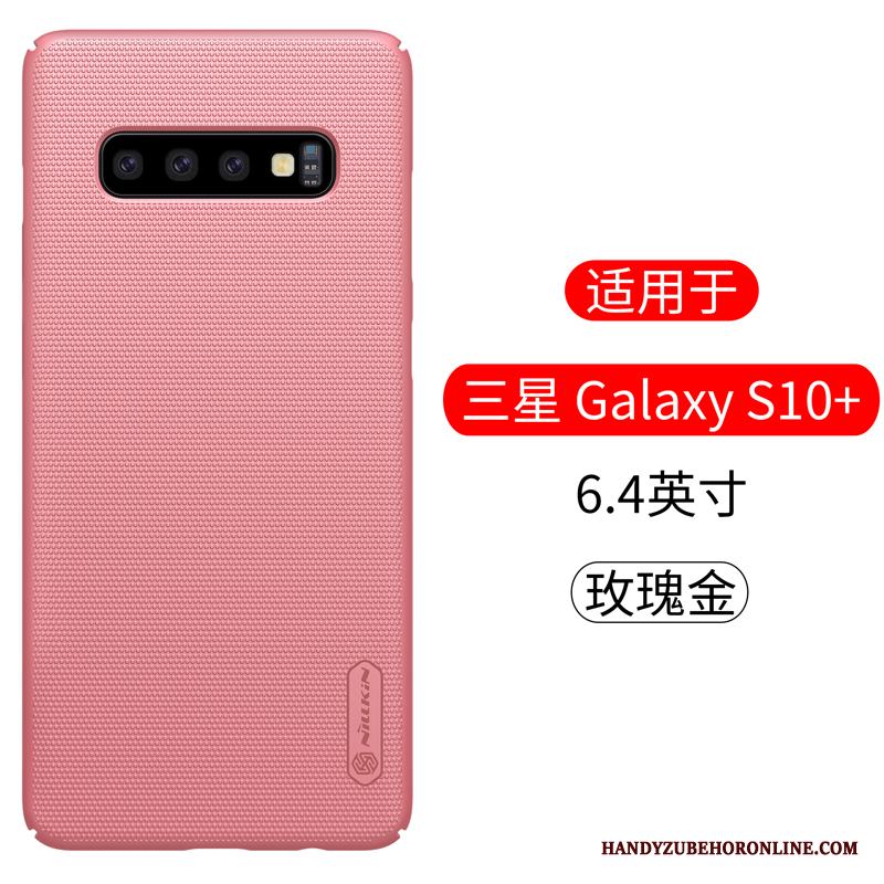 Samsung Galaxy S10+ Fallskydd Skal Rosa Guld Stjärna Nubuck Fodral