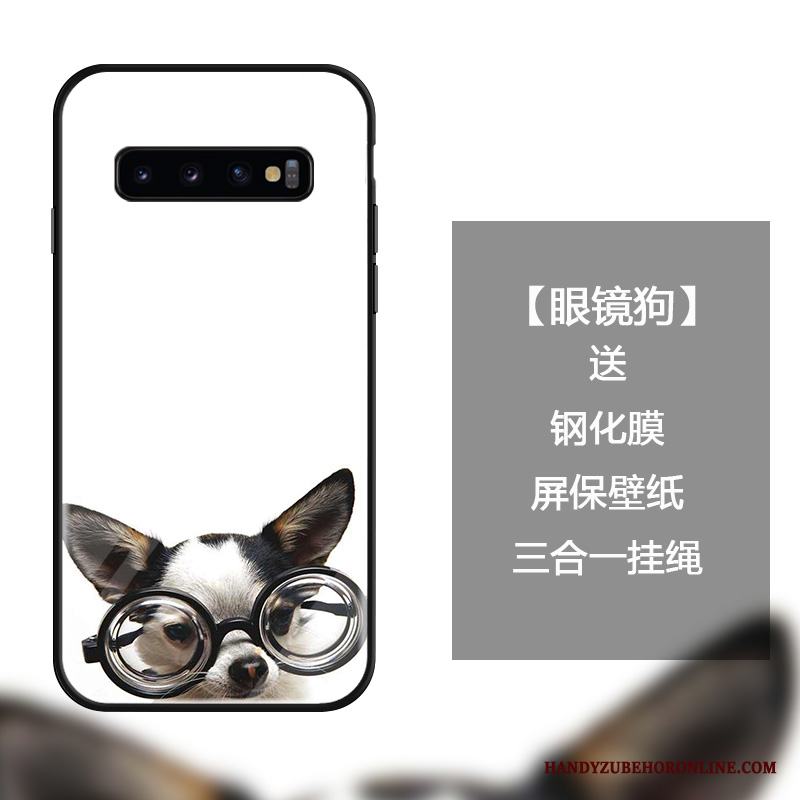 Samsung Galaxy S10+ Hängsmycken Knight Härdat Glas Enkel Skal Telefon Skydd Mode