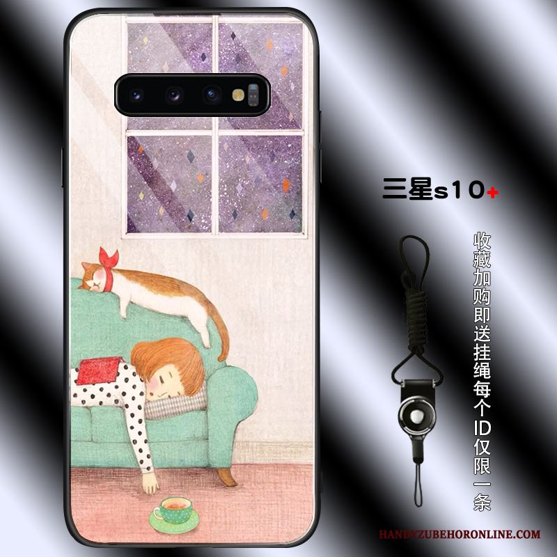 Samsung Galaxy S10+ Katt Skal Telefon Skydd Fallskydd Personlighet Net Red Silikon