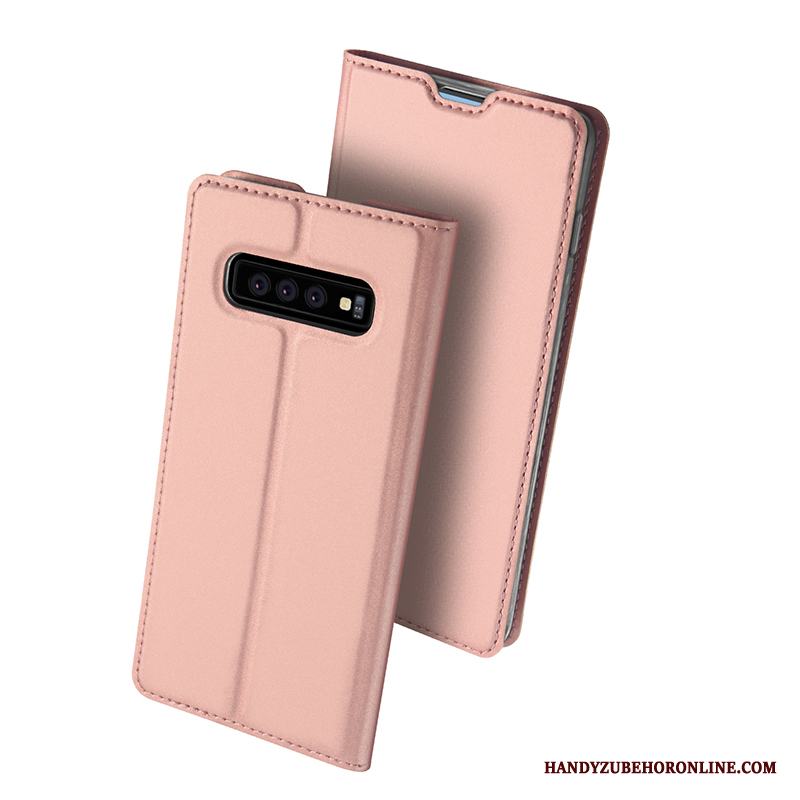 Samsung Galaxy S10+ Kort Täcka Plånbok Skal Telefon All Inclusive Skydd Guld