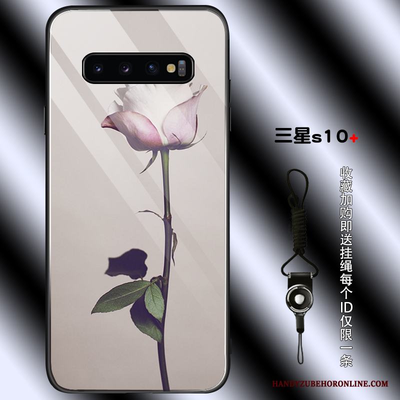 Samsung Galaxy S10+ Skal Personlighet Svart Fodral Rose Stjärna Skydd Fallskydd