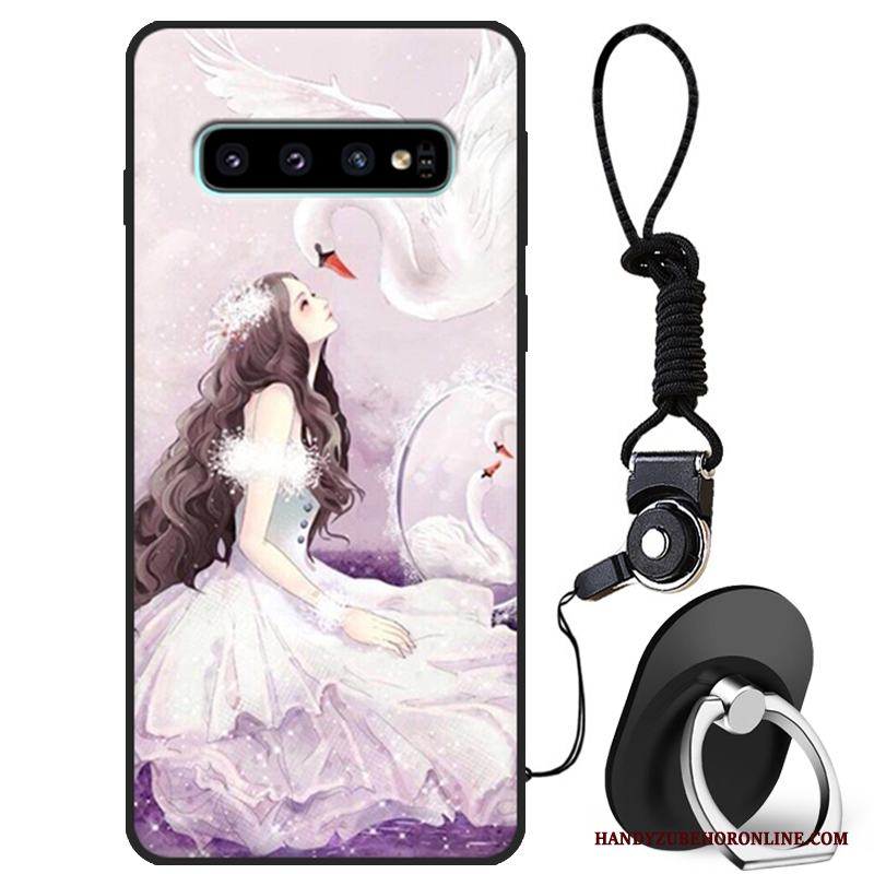 Samsung Galaxy S10 Skal Rosa Tecknat Fodral Skydd Silikon All Inclusive Fallskydd