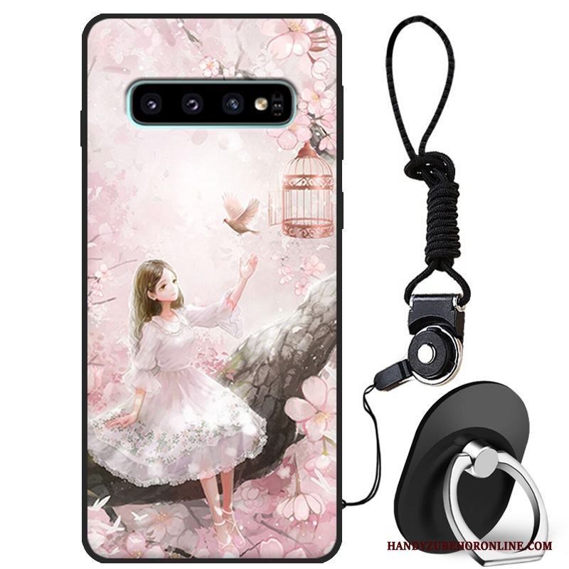 Samsung Galaxy S10 Skal Rosa Tecknat Fodral Skydd Silikon All Inclusive Fallskydd