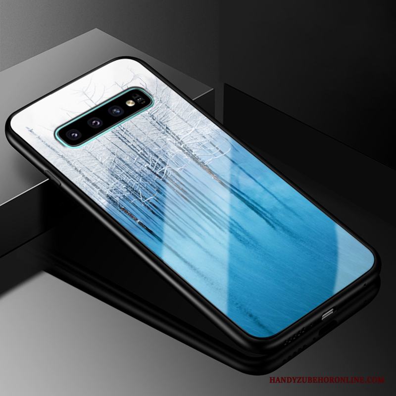 Samsung Galaxy S10 Skal Stjärna Hård Fodral Glas Europa Skydd Silikon