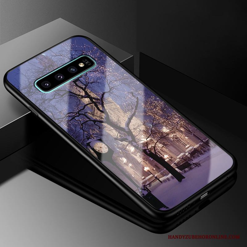 Samsung Galaxy S10 Skal Stjärna Hård Fodral Glas Europa Skydd Silikon