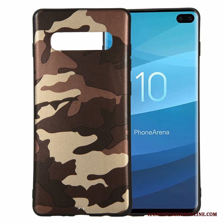 Samsung Galaxy S10+ Skal Telefon Skydd Ny Kamouflage Vit Stjärna Fallskydd