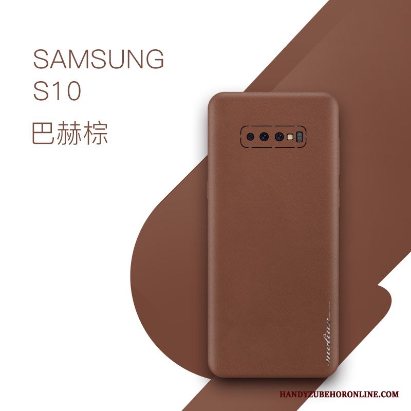 Samsung Galaxy S10 Skal Telefon Äkta Läder Kreativa Skydd Stjärna Blå All Inclusive