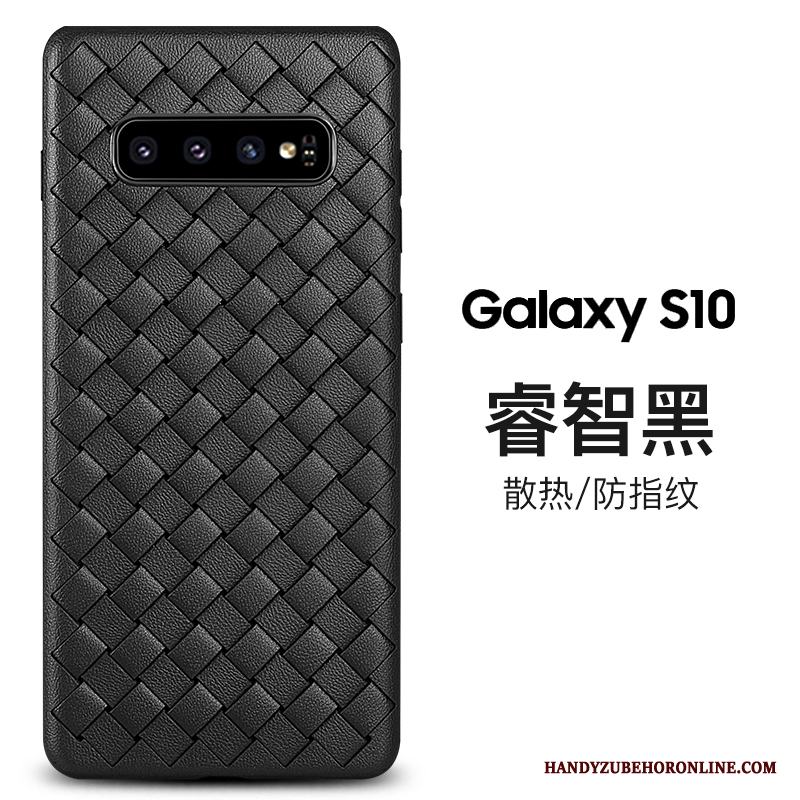 Samsung Galaxy S10 Skal Trend Varumärke Interlace Läder All Inclusive Fallskydd Purpur Stjärna