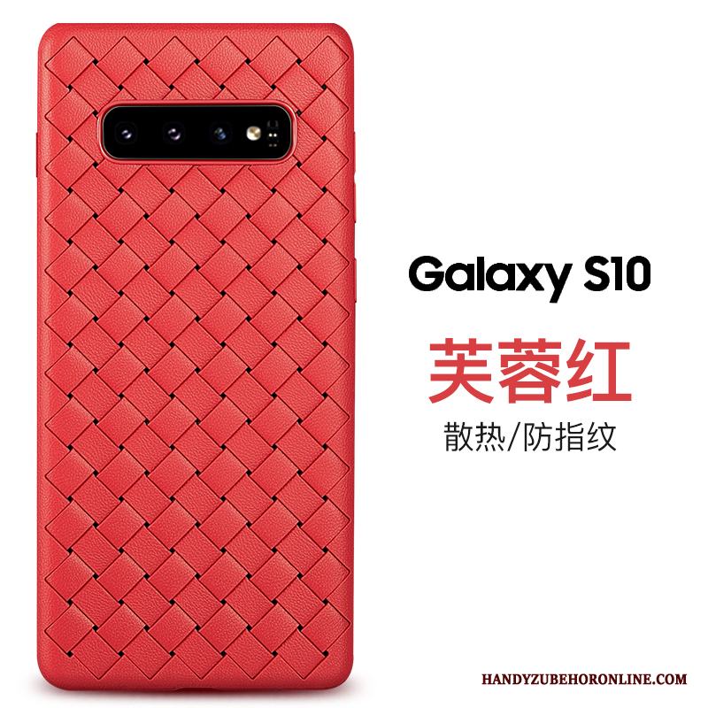 Samsung Galaxy S10 Skal Trend Varumärke Interlace Läder All Inclusive Fallskydd Purpur Stjärna