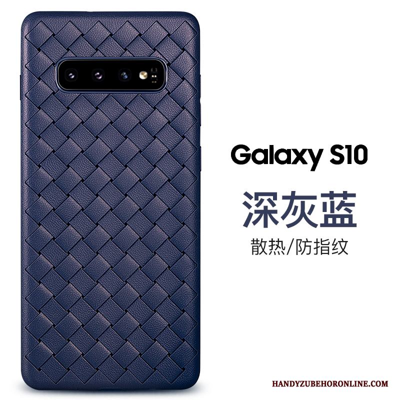 Samsung Galaxy S10 Skal Trend Varumärke Interlace Läder All Inclusive Fallskydd Purpur Stjärna