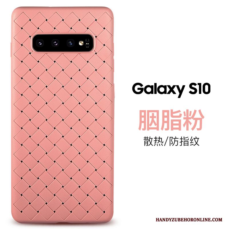 Samsung Galaxy S10 Skal Trend Varumärke Interlace Läder All Inclusive Fallskydd Purpur Stjärna