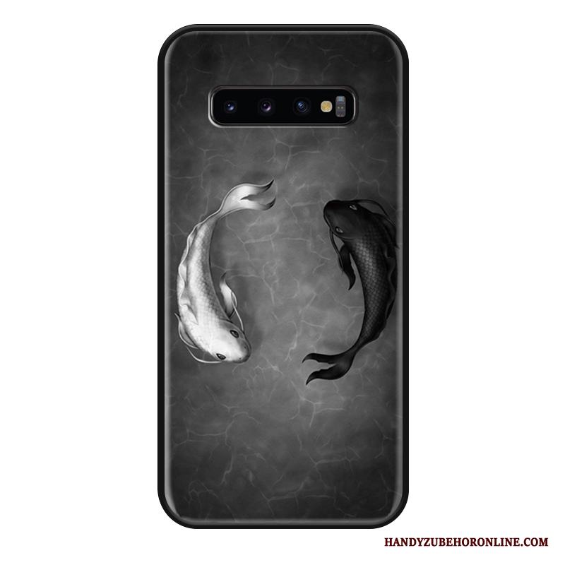 Samsung Galaxy S10 Skydd Tranor Carp Kreativa Skal Telefon Vit Silikon