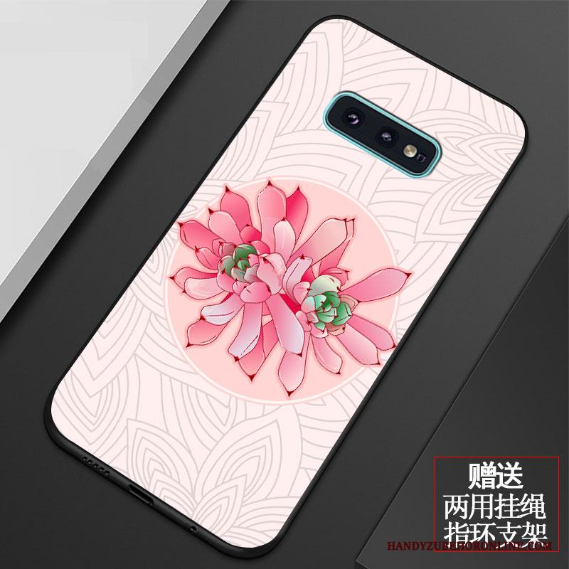 Samsung Galaxy S10e Retro Fallskydd Mjuk Silikon Blommor Skal Telefon