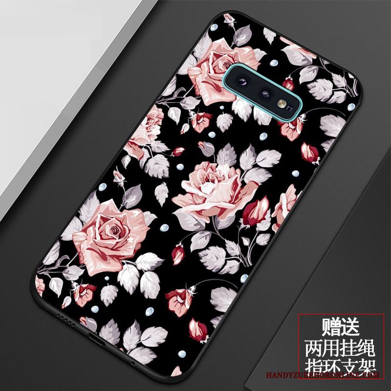 Samsung Galaxy S10e Retro Fallskydd Mjuk Silikon Blommor Skal Telefon