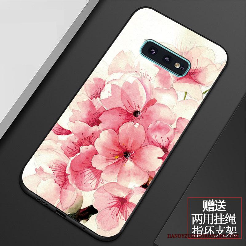 Samsung Galaxy S10e Retro Fallskydd Mjuk Silikon Blommor Skal Telefon