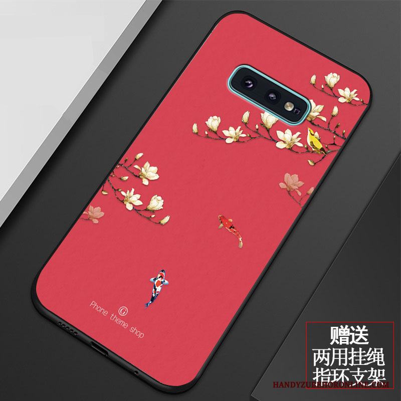 Samsung Galaxy S10e Retro Fallskydd Mjuk Silikon Blommor Skal Telefon