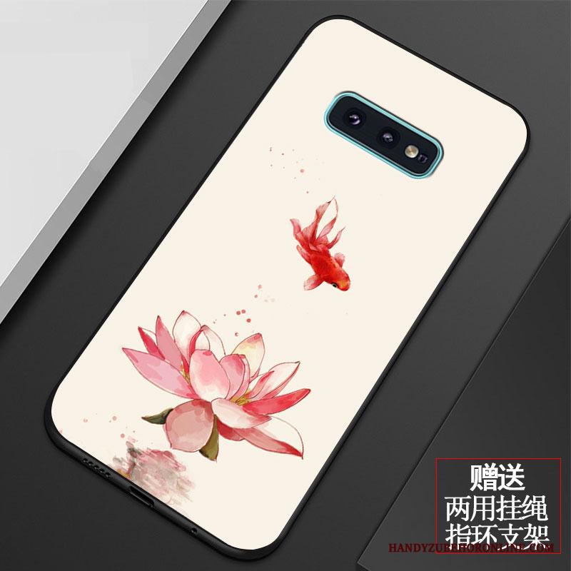 Samsung Galaxy S10e Retro Fallskydd Mjuk Silikon Blommor Skal Telefon