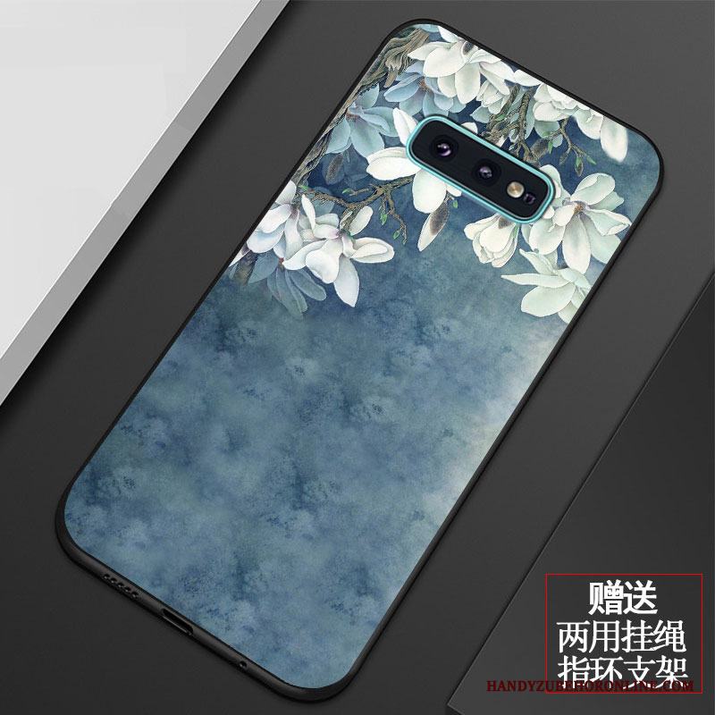 Samsung Galaxy S10e Retro Fallskydd Mjuk Silikon Blommor Skal Telefon