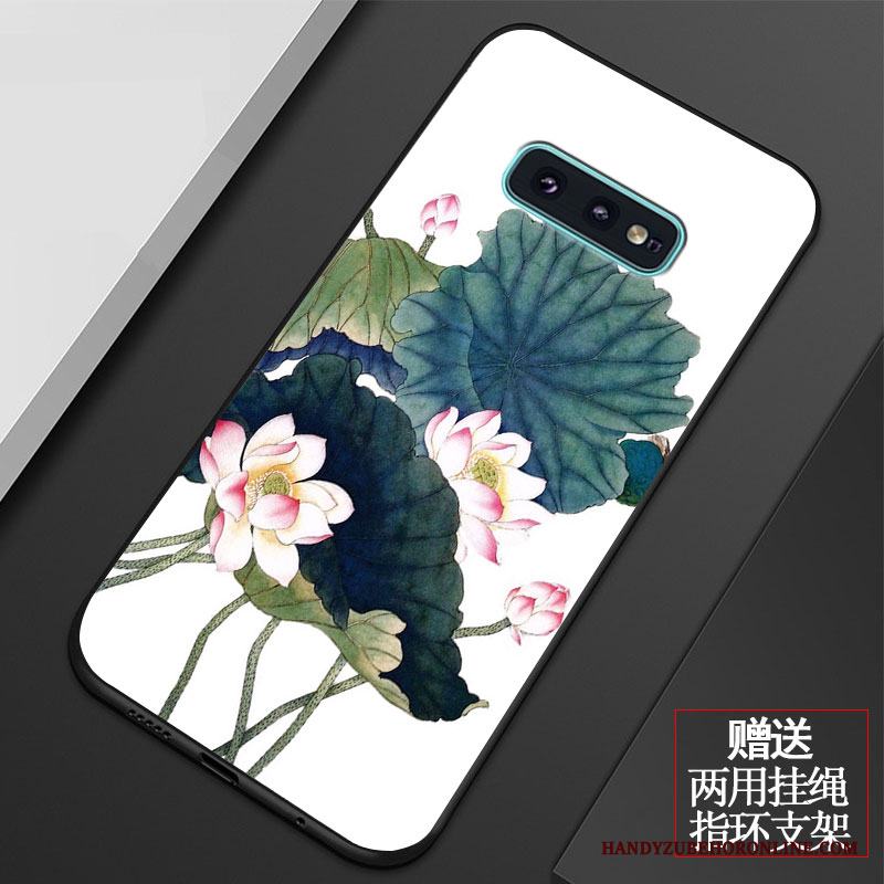 Samsung Galaxy S10e Retro Fallskydd Mjuk Silikon Blommor Skal Telefon