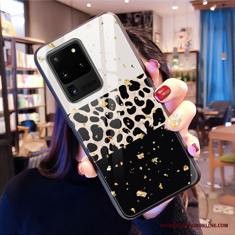 Samsung Galaxy S20 Ultra Glas Stjärna Skal Telefon Spegel Leopard Net Red Hård