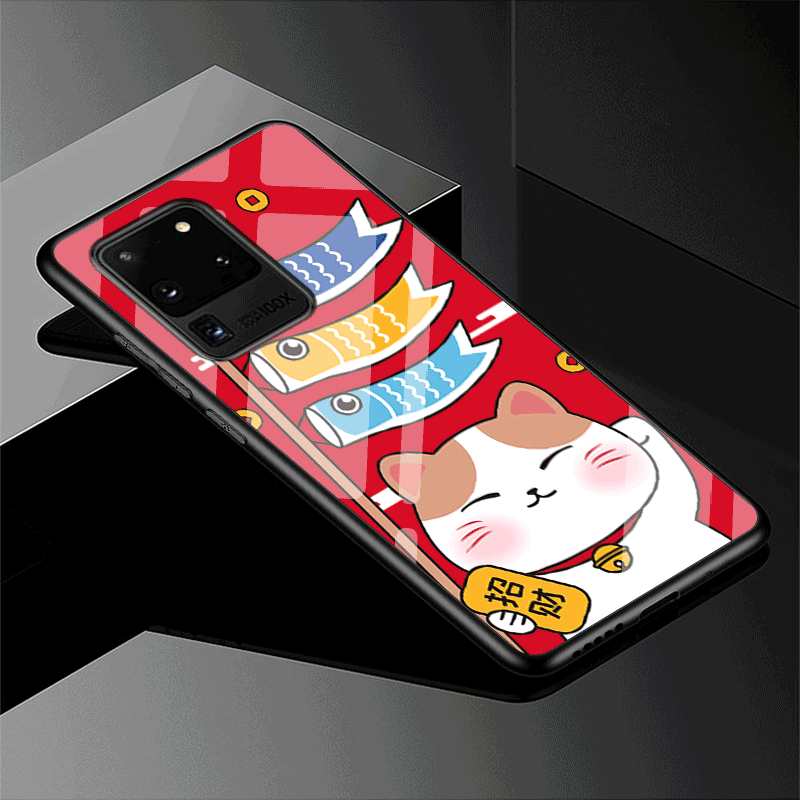 Samsung Galaxy S20 Ultra Skal Mjuk Fodral Anpassa Fallskydd Katt Röd Rikedom