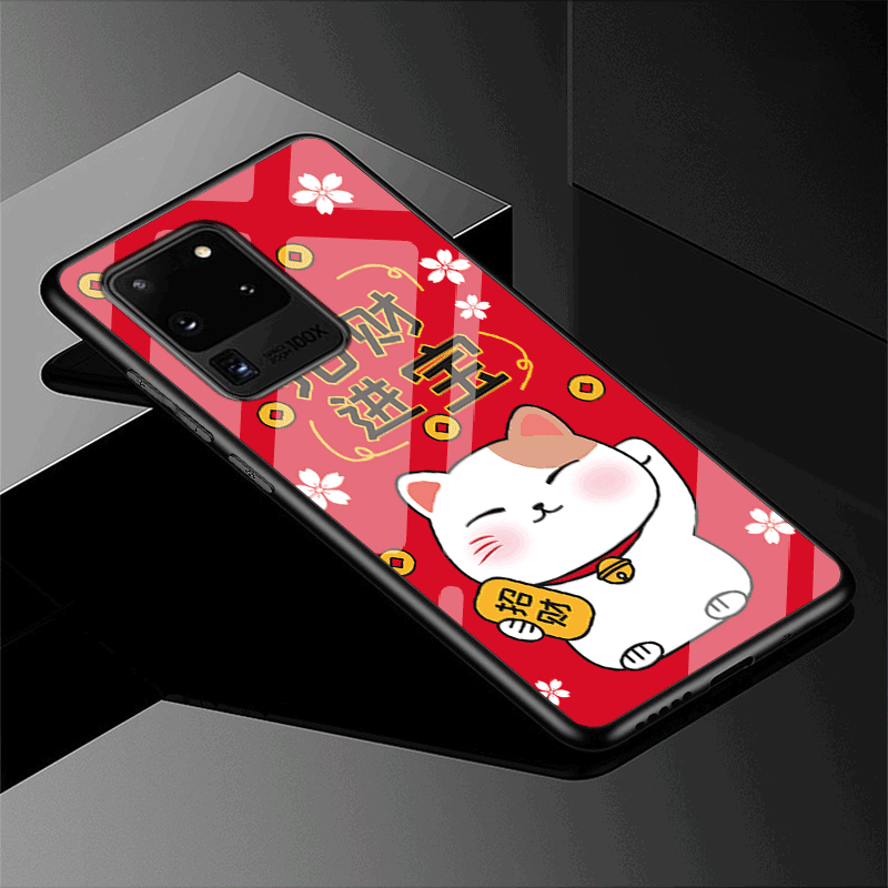 Samsung Galaxy S20 Ultra Skal Mjuk Fodral Anpassa Fallskydd Katt Röd Rikedom