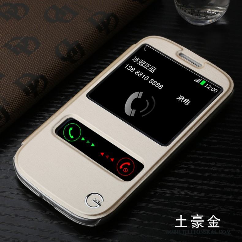 Samsung Galaxy S3 Läderfodral Vit Skydd Stjärna Mobil Telefon Skal Telefon