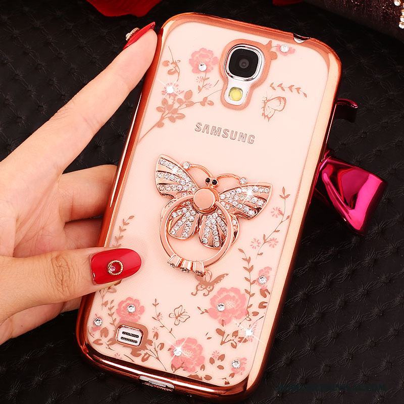 Samsung Galaxy S4 Fodral Skydd Silikon Skal Telefon Rosa Guld Strass Ring