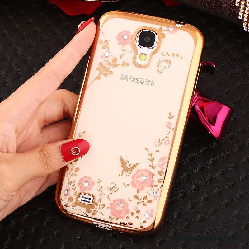 Samsung Galaxy S4 Fodral Skydd Silikon Skal Telefon Rosa Guld Strass Ring