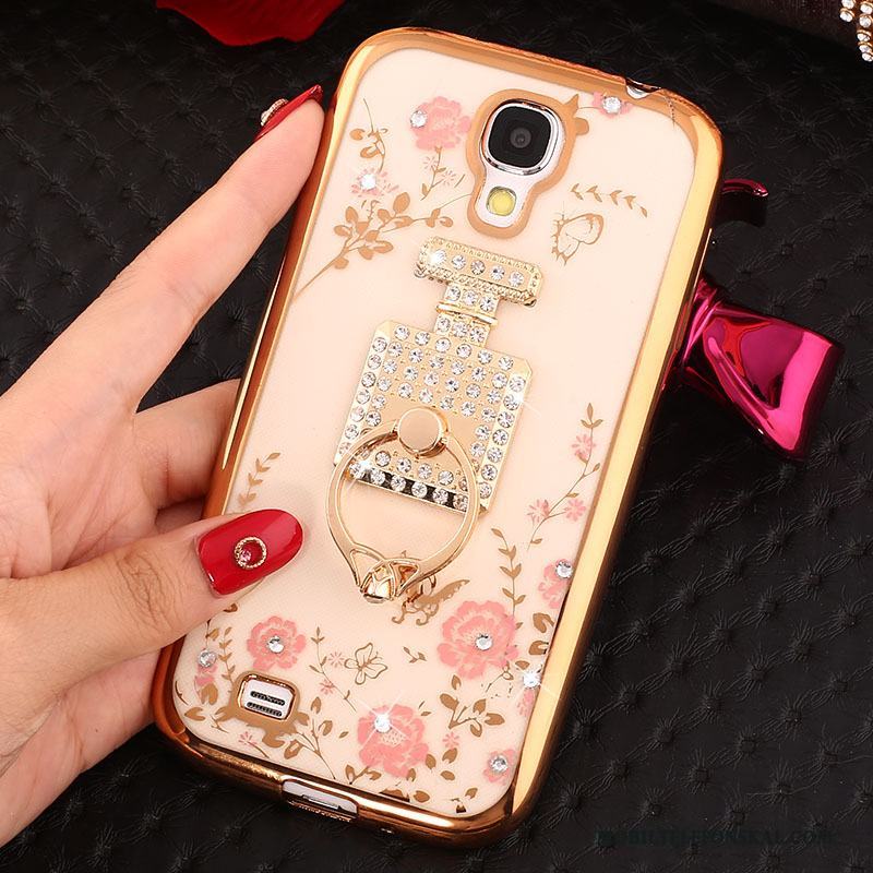 Samsung Galaxy S4 Fodral Skydd Silikon Skal Telefon Rosa Guld Strass Ring