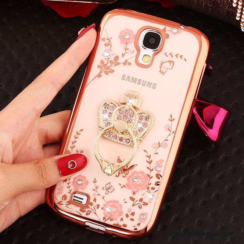 Samsung Galaxy S4 Fodral Skydd Silikon Skal Telefon Rosa Guld Strass Ring