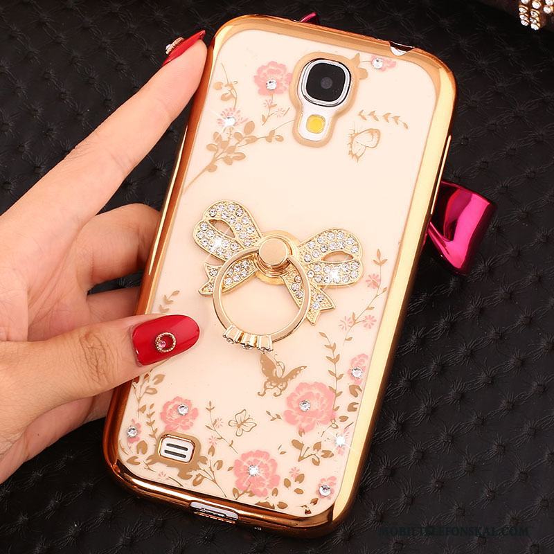 Samsung Galaxy S4 Fodral Skydd Silikon Skal Telefon Rosa Guld Strass Ring