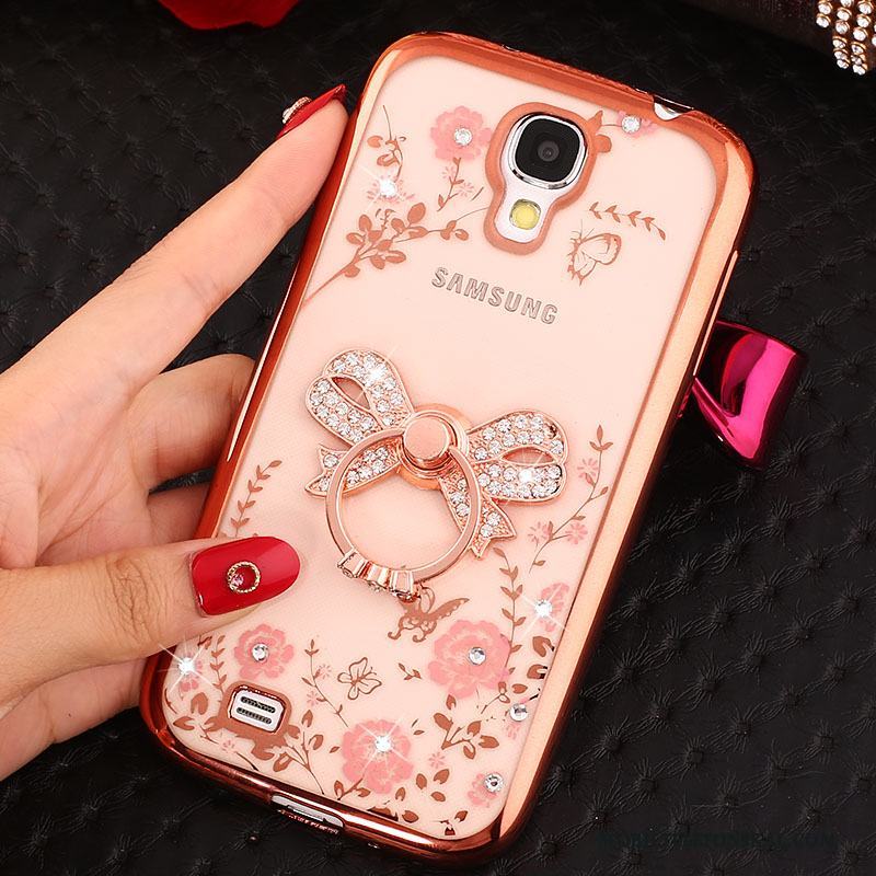 Samsung Galaxy S4 Fodral Skydd Silikon Skal Telefon Rosa Guld Strass Ring