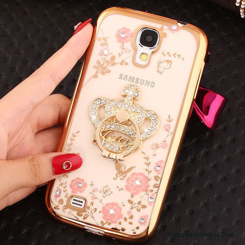 Samsung Galaxy S4 Fodral Skydd Silikon Skal Telefon Rosa Guld Strass Ring