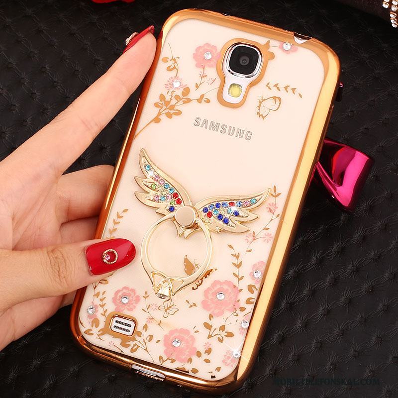 Samsung Galaxy S4 Fodral Skydd Silikon Skal Telefon Rosa Guld Strass Ring