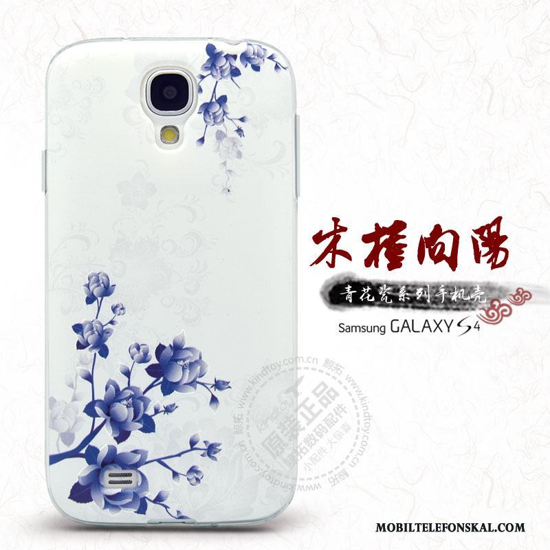 Samsung Galaxy S4 Skal Stjärna Blommor Grön Telefon Skydd Blå