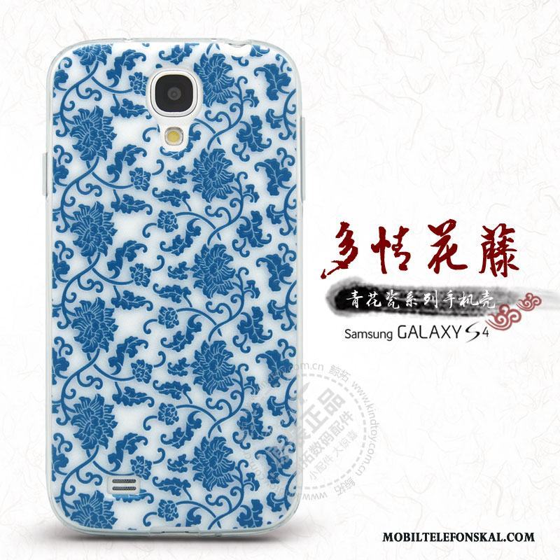 Samsung Galaxy S4 Skal Stjärna Blommor Grön Telefon Skydd Blå