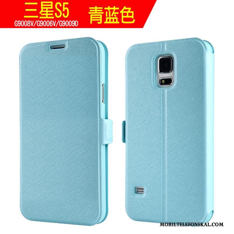 Samsung Galaxy S5 Skal Fallskydd Slim Läderfodral Trend Stjärna Clamshell Guld