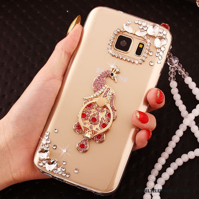 Samsung Galaxy S6 Edge Fodral Skal Stjärna Guld Skydd Trend Strass