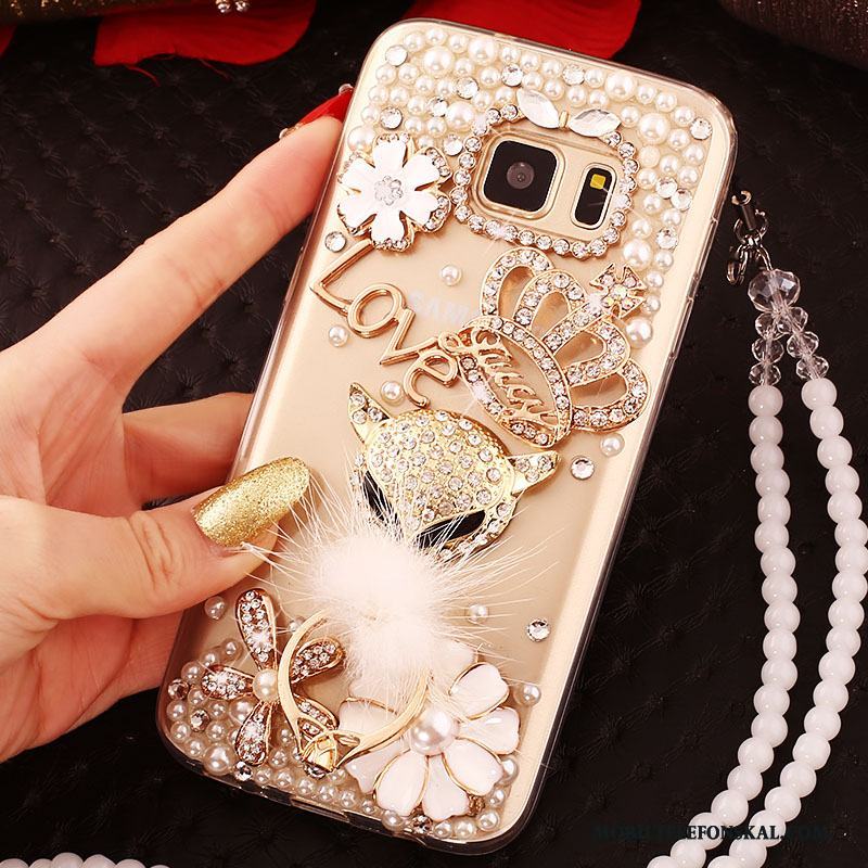 Samsung Galaxy S6 Edge Fodral Skal Stjärna Guld Skydd Trend Strass