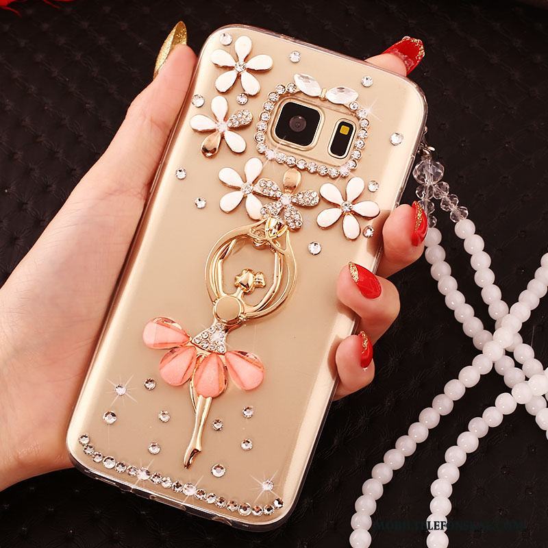 Samsung Galaxy S6 Edge Fodral Skal Stjärna Guld Skydd Trend Strass