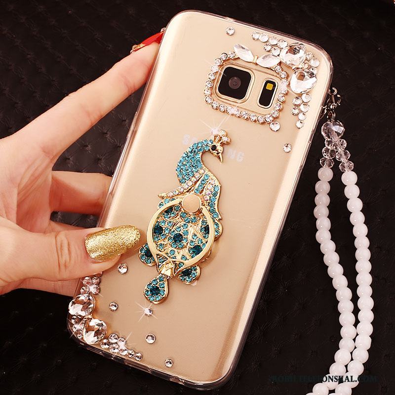 Samsung Galaxy S6 Edge Fodral Skal Stjärna Guld Skydd Trend Strass