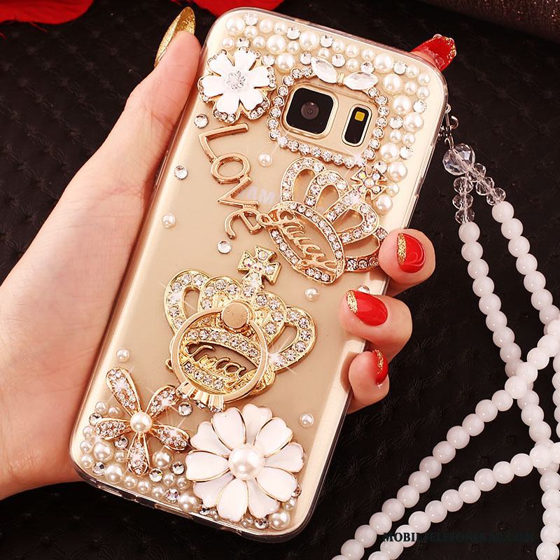 Samsung Galaxy S6 Edge Fodral Skal Stjärna Guld Skydd Trend Strass