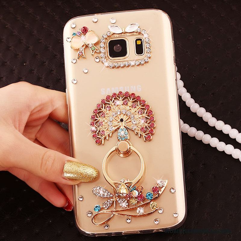 Samsung Galaxy S6 Edge Fodral Skal Stjärna Guld Skydd Trend Strass